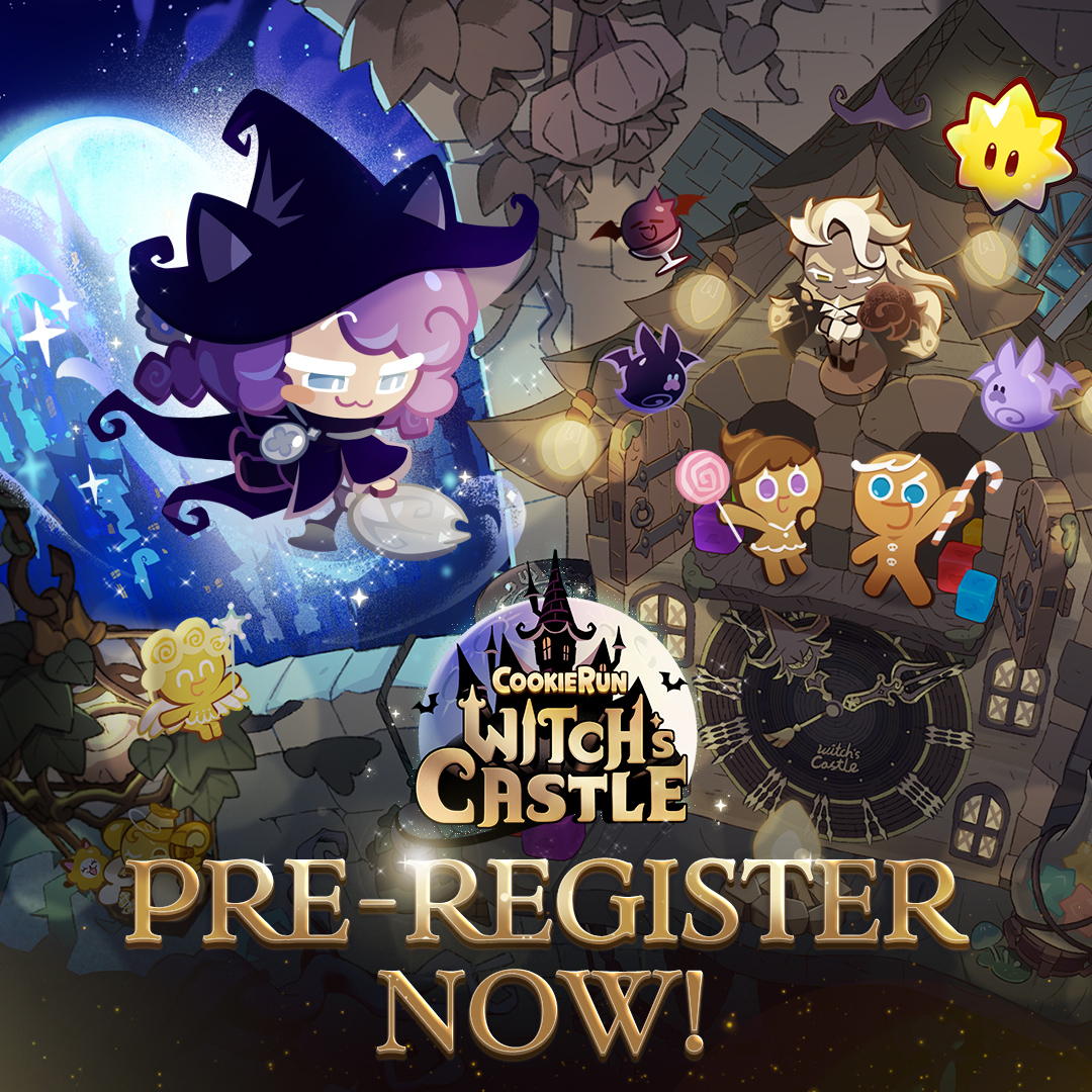 Pre-registration Has Begun! ⠀ Get ready to uncover secrets veiled in the dark corners of the castle! Participate in the pre-registration event, and secure your special rewards! ⠀ ▶️ Pre-registration: pre.cookierun-cwc.com ⠀ #CookieRunWitchsCastle #CWC #PreRegister #WitchTest