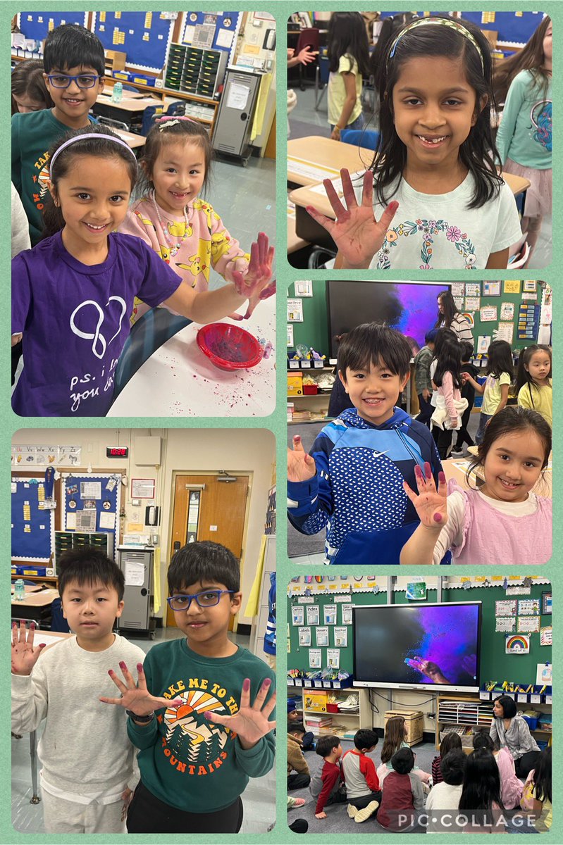 We loved having Deeva’s mom visit our classroom today! She taught us the story behind Holi and let us explore with colors! <a href="/A_RiveraNY/">Dr. Alejandro Rivera</a>