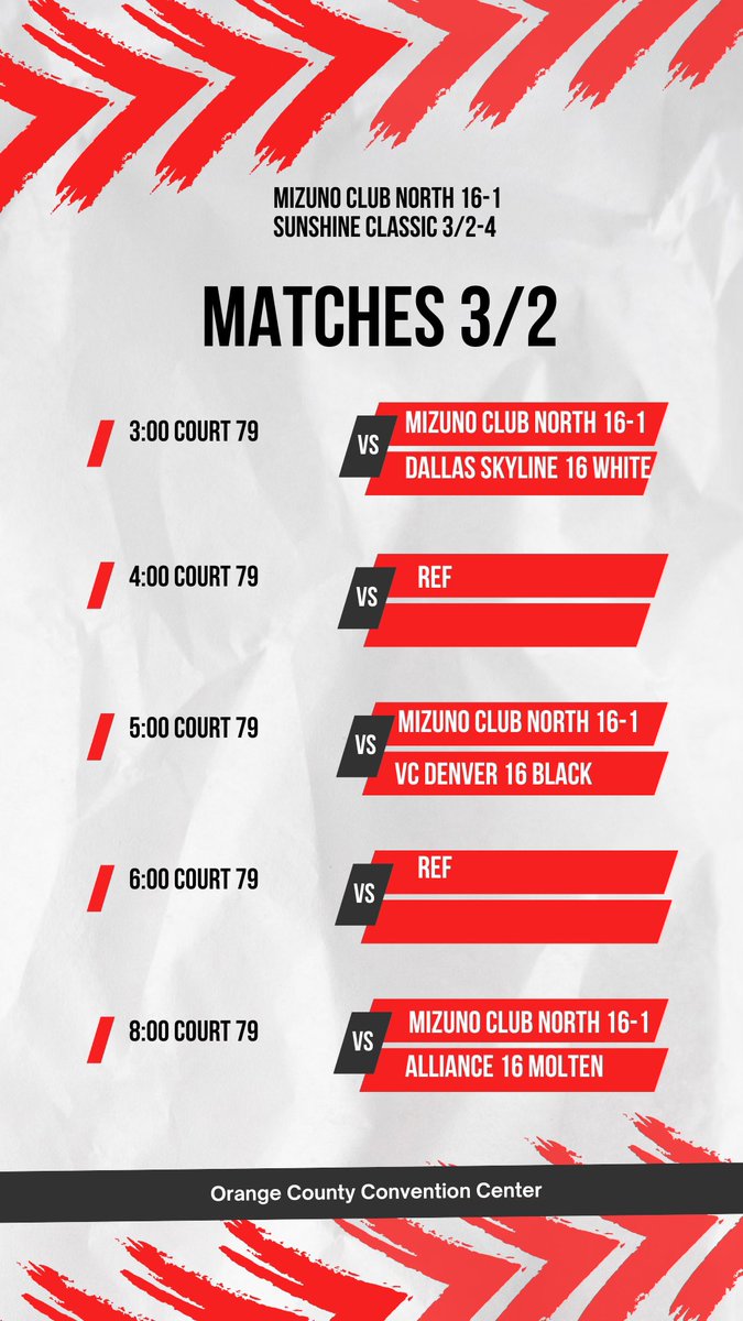 Hanna Klein (@hannaklein2026) on Twitter photo First day schedule of Sunshine Volleyball Classic!
Hanna Klein #8 (2026) Mizuno Club North 16-1
#volleyball #mizunoclubnorth <a href="/clubnorth2026s/">Club North 16-SAM</a>
<a href="/vbconnection/">Volleyball Connection</a> <a href="/VolleyballFanFL/">Volleyball Fan</a>
<a href="/PrepDigMO/">Prep Dig Missouri</a> <a href="/PrepDigMORyan/">Ryan</a>
<a href="/PrepDig/">Prep Dig 🏐</a> <a href="/prepdigrachel/">PrepDigRachel</a> First day schedule of Sunshine Volleyball Classic!
Hanna Klein #8 (2026) Mizuno Club North 16-1
#volleyball #mizunoclubnorth <a href="/clubnorth2026s/">Club North 16-SAM</a>
<a href="/vbconnection/">Volleyball Connection</a> <a href="/VolleyballFanFL/">Volleyball Fan</a>
<a href="/PrepDigMO/">Prep Dig Missouri</a> <a href="/PrepDigMORyan/">Ryan</a>
<a href="/PrepDig/">Prep Dig 🏐</a> <a href="/prepdigrachel/">PrepDigRachel</a>