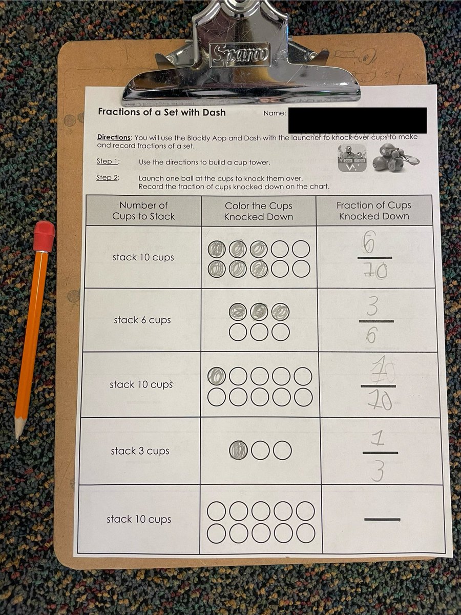MillRunLCPS's tweet image. What a fun way to create, name, and compare fractions! Ms. Ahmady’s class loved using @WonderWorkshop Dash Robot during math today. #mres24 #CSforLCPS @MrsVP_IFT