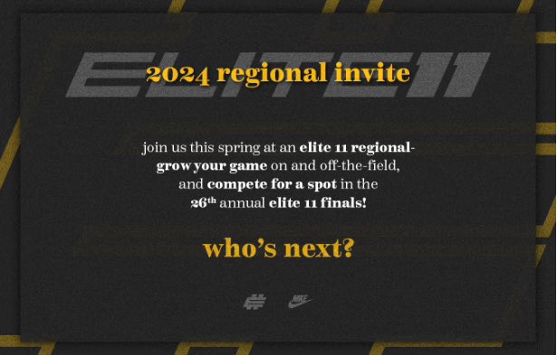 Excited to compete at @Elite11 regionals again this year. Thank you @Stumpf_Brian for the invite. @Dj_Mcfadden11 @BigIFootball