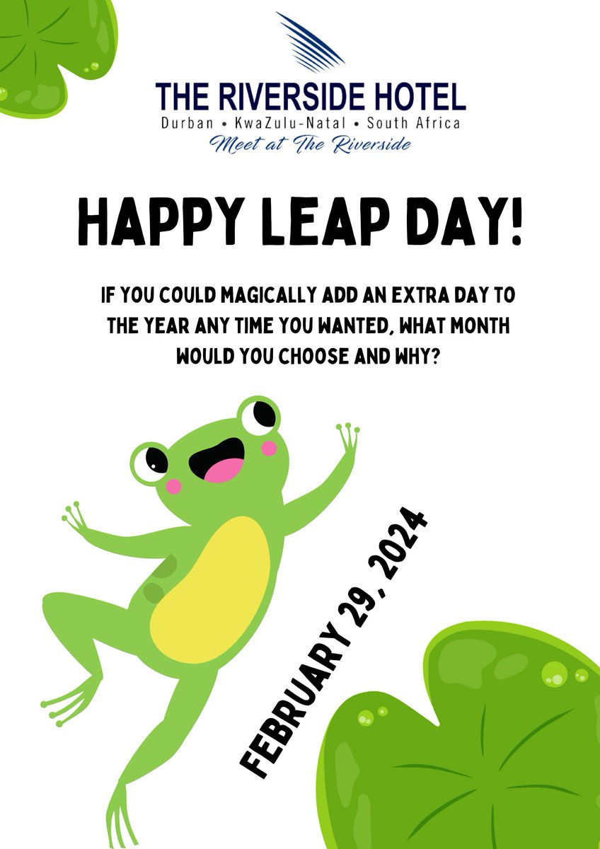 Happy Leap Day! 🐸✨ Embrace the bonus day with an extra cup of coffee or a leap of faith into something new. Let's hop to it! 🎉If you could add an extra day to the year any time you wanted what month would you choose and why?Please comment and let us know! #MeetatTheRiverside