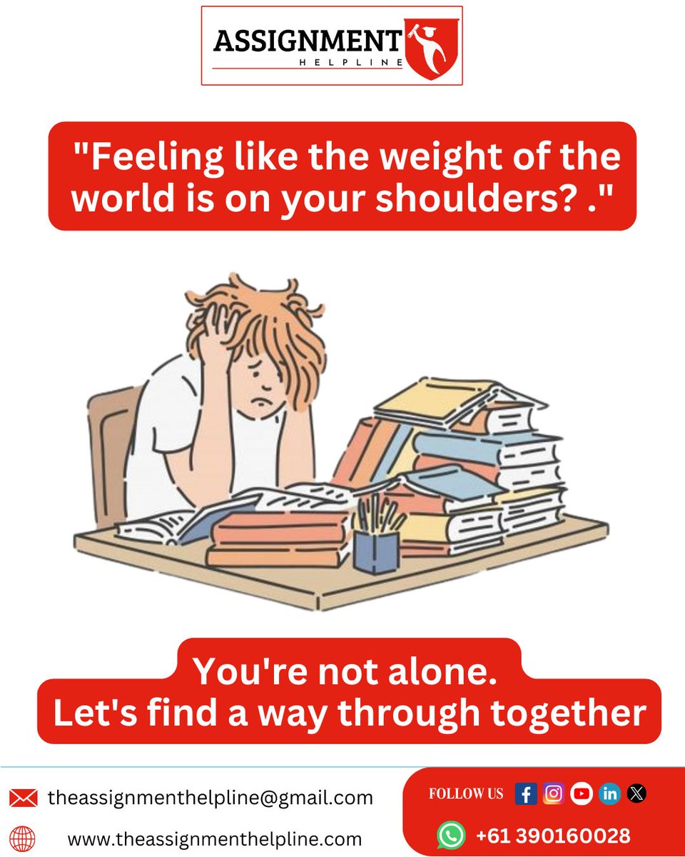 _the_assignment's tweet image. As the semester progresses, the weight of projects and exams can feel overwhelming. It's easy to get lost in the pressure.
👉Get Instant Help! wa.me/+61390160028
#examstress #assignmentstress #deadlinestress #overloadassignments #assignmenthelp #assignments #assignmenthelpuk