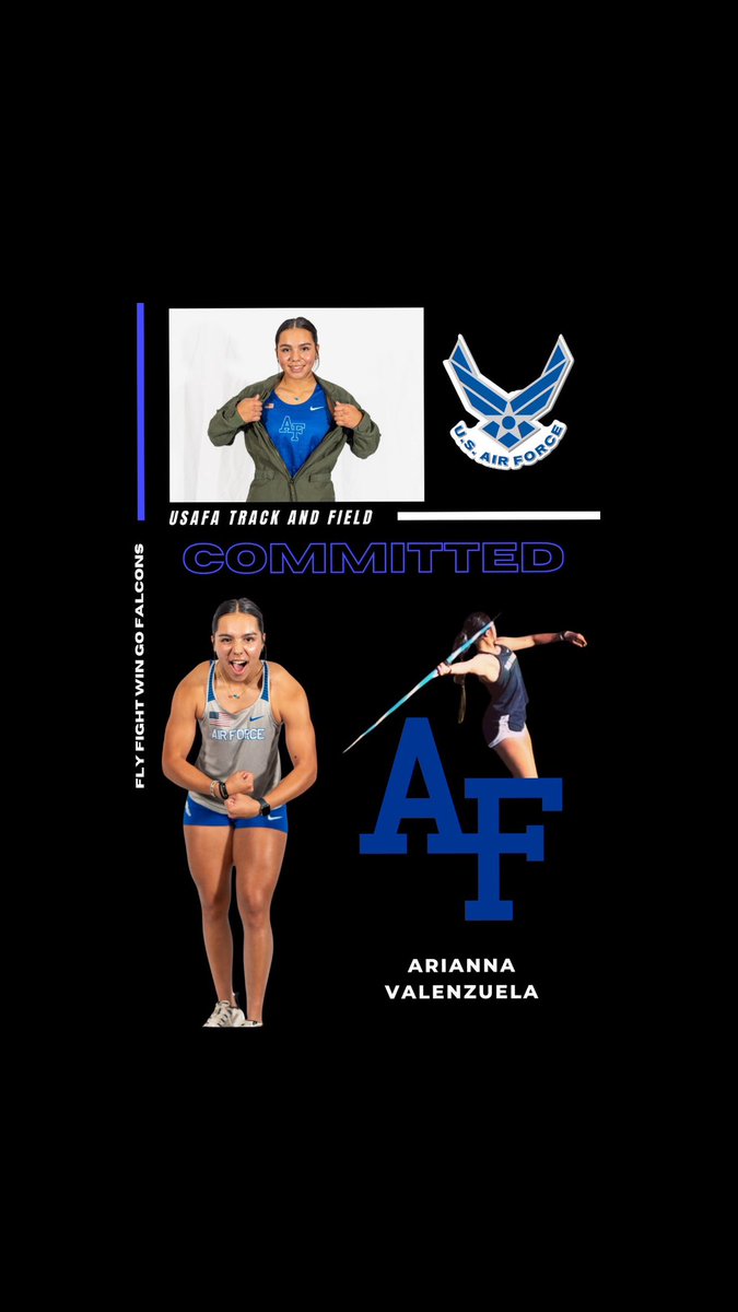 Valenzuela19Ari's tweet photo. So blessed to be able to announce my verbal commitment to The United States Air Force Academy to further my throwing career in Track and Field! A special thanks to Coach Lillie and Coach Cole for giving me this opportunity! Thanks to God, my coaches and friends and family💙🤍🩶🇺🇸 https://t.co/PNPFjQPMS4