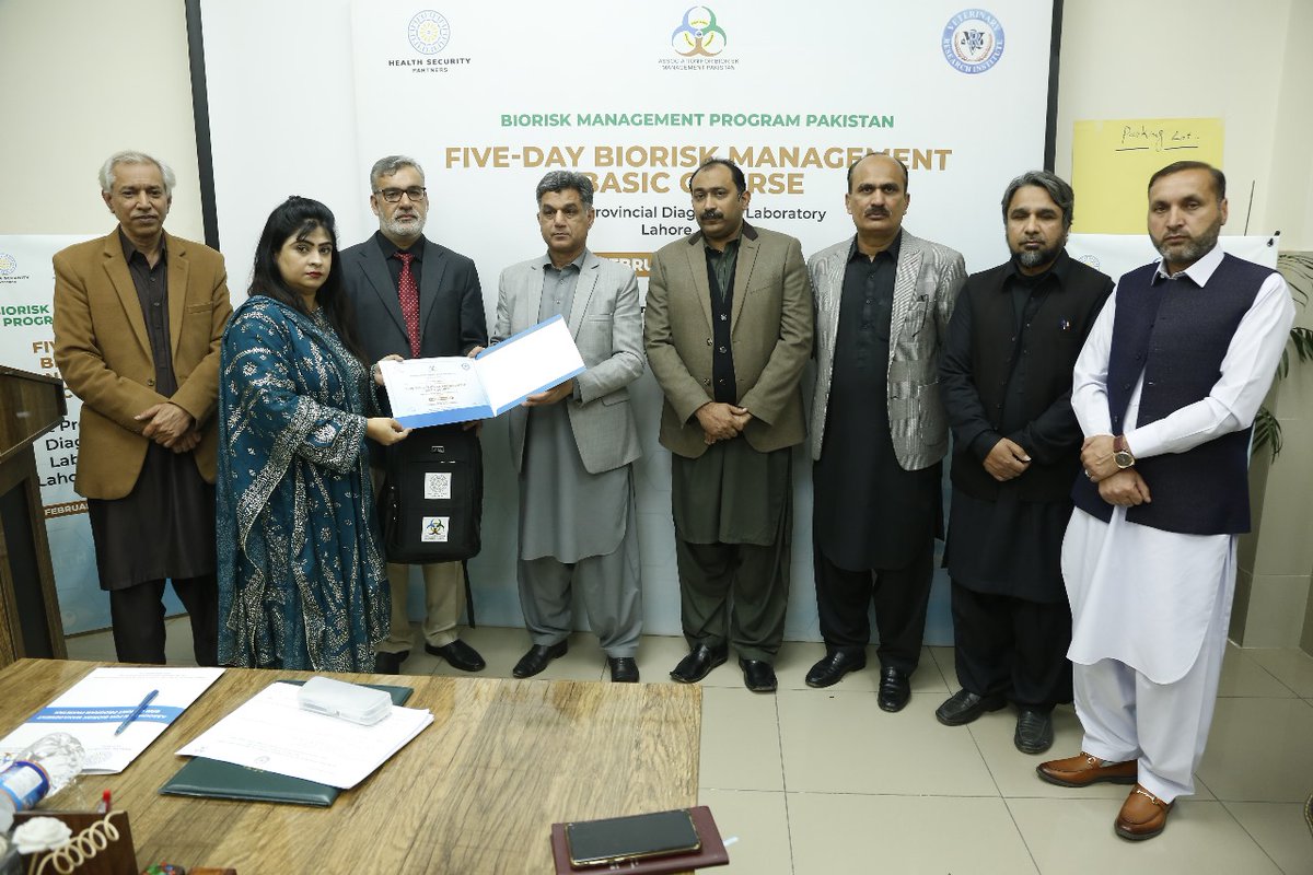 ForBiorisk's tweet photo. Association for Biorisk Management Pakistan in collaboration with Health Security Partners conducted five days of basic biorisk management training for the staff of the Provincial Diagnostic Laboratory Serology Section Lahore (PDL) from February 19, 2024, to February 23, 2024. https://t.co/cDxURunUgv
