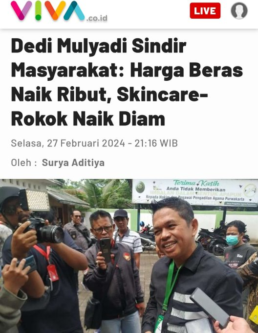 Mari kita Doakan, semoga Bang Dedi Mulyadi tidak sanggup membeli beras dengan harga yang sekarang sehingga bisa merasakan apa yang dirasakan masyarakat yang tidak mampu. Butuh 40 orang saja yang ikut mengaminkan.. Aamiin...