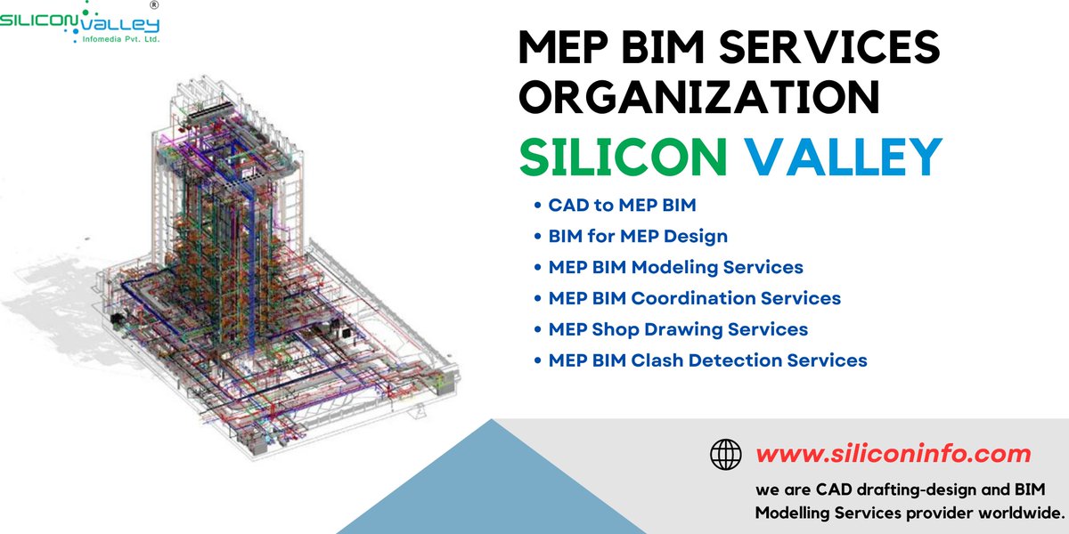 silicon_ltd's tweet photo. Silicon Valley is internationally acknowledged as the top choice for MEP BIM Services, providing accurate 3D models that seamlessly incorporate MEP systems. #MEPBIMServices #BIMServices #MEP #ConstructionBIM #BuildingInformationModeling
➡️ https://t.co/8gBIEJ279n https://t.co/rtrCt0mT4r