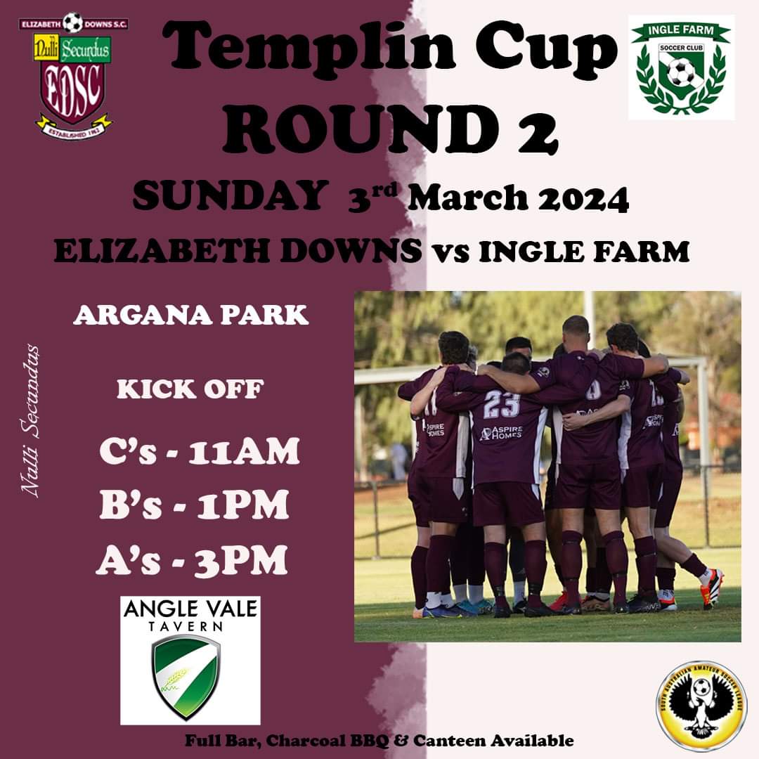 1962edsc's tweet photo. We return to normal programming #downsarmy with a Sunday full of Soccer. We welcome our friends from Ingle Farm to Argana, as we challenge them in Round 2 of the Templin Cup. Bring ya chairs, your stubby coolers and your appetite for an entertaining day. https://t.co/VlHu1aqzSb