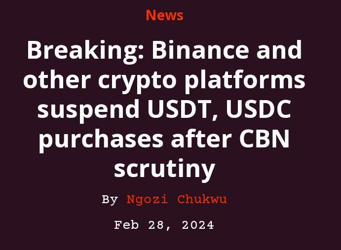 BREAKING: 👀
#Binance #Nigeria P2P has been placed on hold.

#NigeriaNews #stockmarketcrash #BinanceNigeria #binancep2p #Nigerian