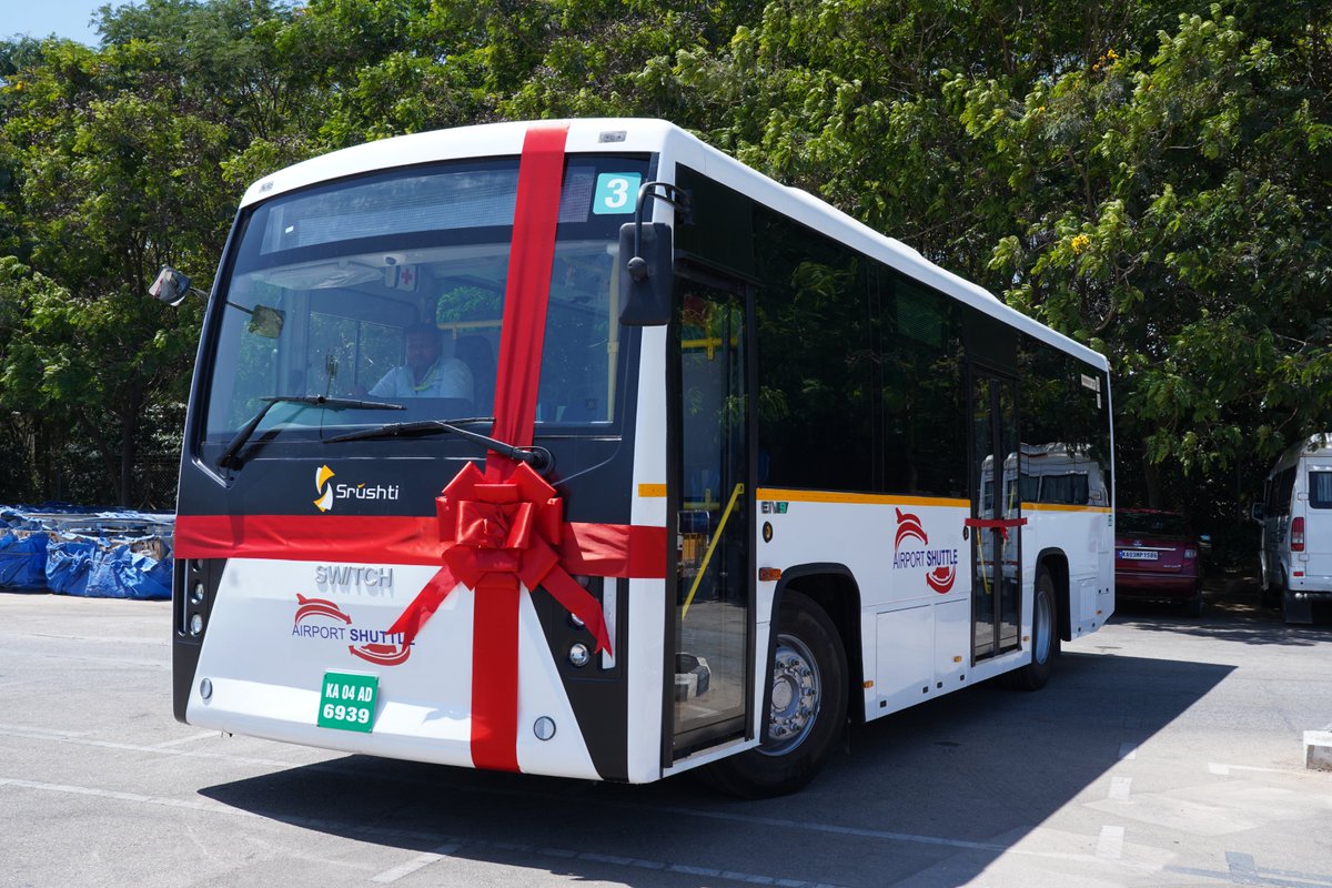 switchmobilitye's tweet photo. Introducing the future of airport mobility: our SWITCH EiV9 AC Buses now shuttle seamlessly between Terminal 1 and Terminal 2 at Kempegowda International Airport Bengaluru, ensuring a smooth and sustainable journey for our dedicated airport employees. Welcome aboard, where comfort and convenience redefine daily travel.
#SWITCH #MoveBetter #SWITCHEiV9 #SwitchMobility #SustainableTransport #AirportShuttle #SwitchToEcoFriendly