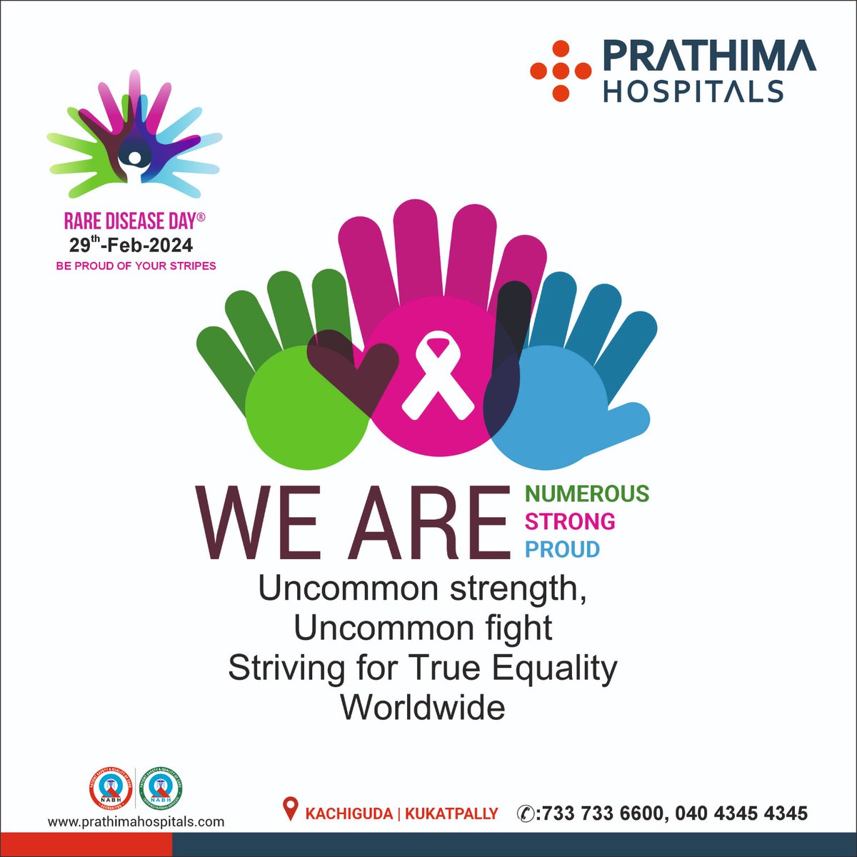 𝐑𝐚𝐫𝐞 𝐃𝐢𝐬𝐞𝐚𝐬𝐞 𝐃𝐚𝐲 
Uncommon strength, Uncommon fight Striving for True Equality Worldwide

#RareDiseaseAwareness #ShowYourRare #CareForRare #RareDiseaseDay #HopeForRare #RaiseAwareness #RareDiseaseCommunity #ResearchForRare  #prathimahospitals #prathima #PH