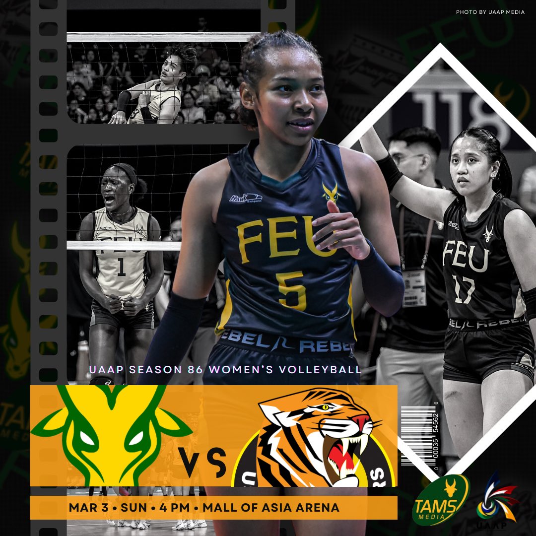 TamsMedia_'s tweet photo. It's Morayta versus España! 🔰🏐

🗓 March 3, 2023
⏰ 12:00 nn - Men's Volleyball
⏰ 4:00 pm - Women's Volleyball
📍 SM Mall of Asia Arena

Tickets available at TBS-Main (NRH108) &amp; SM Tickets website.

#GoFEU #UAAPSeason86 https://t.co/fYZ75txCyN