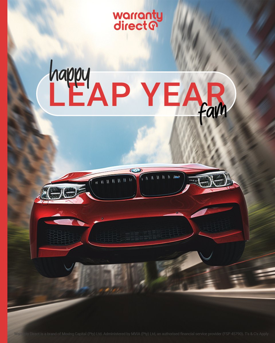 Happy leap year fam. Leap into action this 29th of February and get yourself covered with Warranty Direct. Buy online today and get covered 366 days of the year. 

#WarrenYourWarrantyWizard #WarrantyDirect

Learn more: warrantydirect.co.za