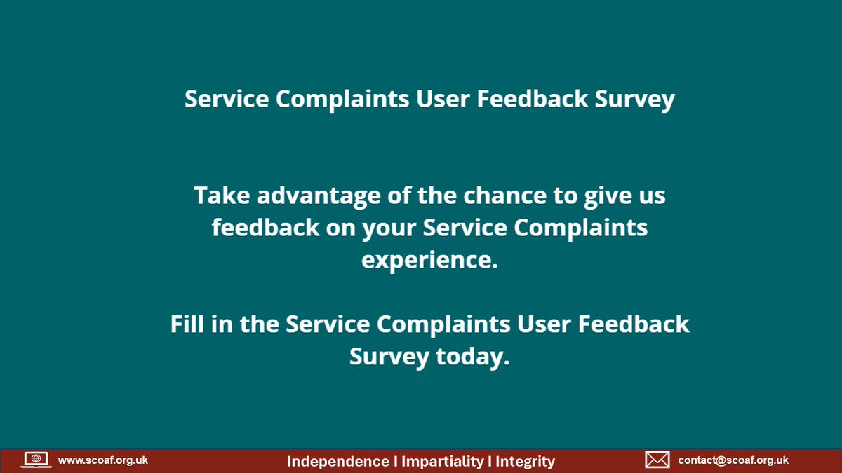 SCOAF Customer Complaints User Feedback Survey ow.ly/MQyw50QIG2X #CustomerComplaints #UserFeedback #FeedbackMatters #Ombudsmanassociation