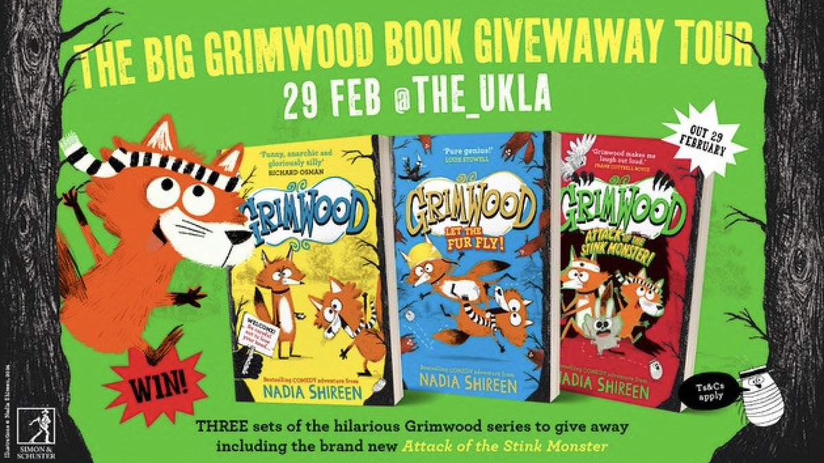Lucky Leap Year! #UKLAMembers 3 sets of @NadiaShireen’s gloriously silly #GRIMWOOD series up for grabs  – inc. the new pb, ATTACK OF THE STINK MONSTER! (out today). RT & comment with your favourite character. Competition closes 6 March @simonkids_UK @NadiaShireen