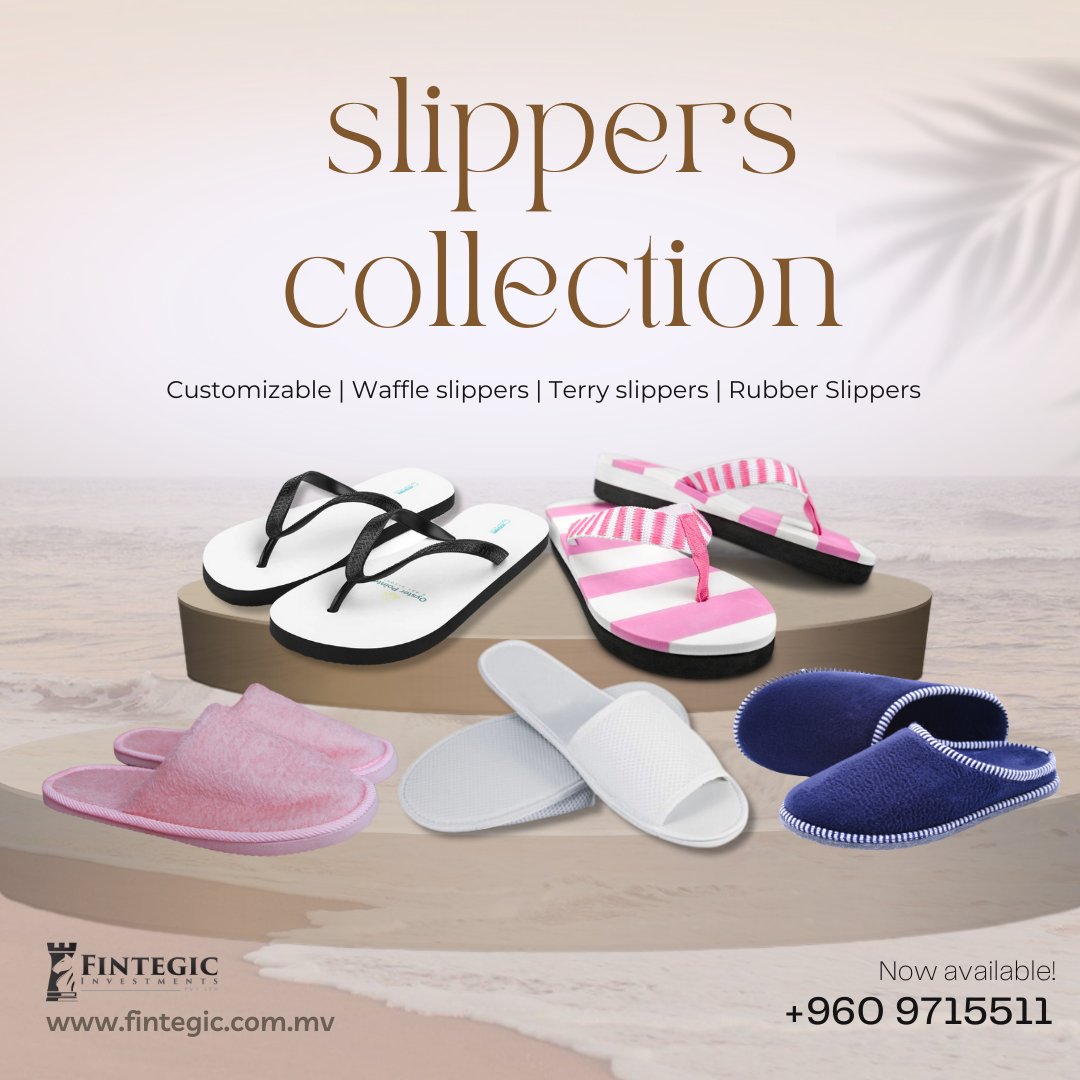 Customizable Slippers Collection

Call us at 971-5511

#fintegic #resorts #maldives #maldivesresorts #resortsupply #supply #customizedesign #logo #resort #maldives #sunnysideoflife