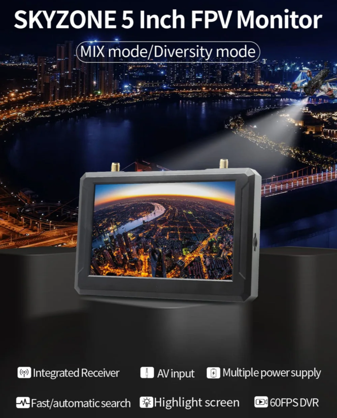 makerfirefpv's tweet photo. 🚀 新登場!SKYZONE M5 5.8 GHz FPVモニター&DVR
🌟 安定感抜群のクリアな映像でFPV体験をアップグレード。軽量で携帯便利、18650バッテリーまたは2-6S Lipo対応。
✈️ 飛行の瞬間を録画📸。
今すぐチェック!https://t.co/6A1lMvPIwl
#makerfire #FPVmonitor #skyzone #FPVScreen #fpvracing #drone https://t.co/ofBL7g0umW