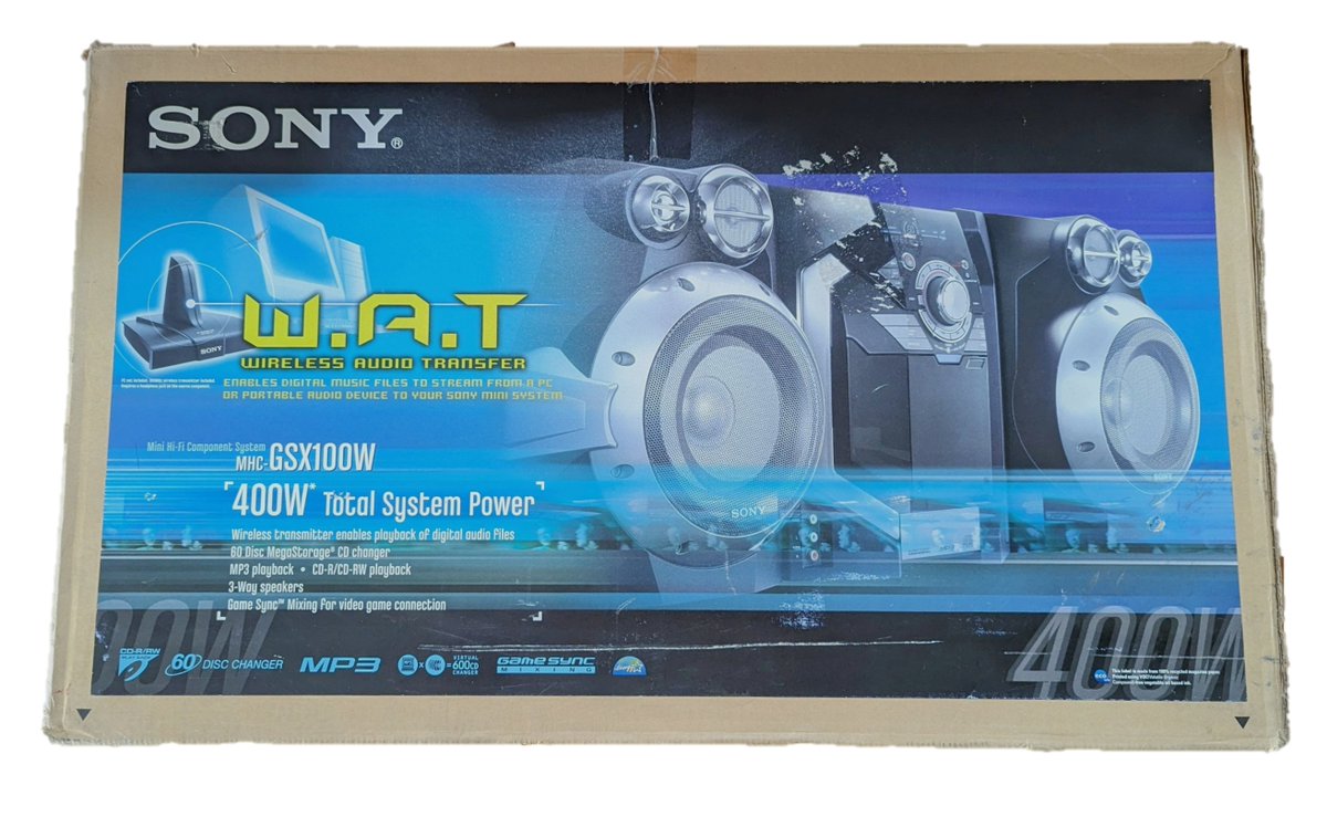 2003 Sony W.A.T MHC-GSX100W 400 Watt Stereo System With Box
 stnixstore.com/product-page/2… #sonysoundsystem #sonystereo #sonywat #400watt #stereosystem #soundsystem #sony #mhcgsx100w