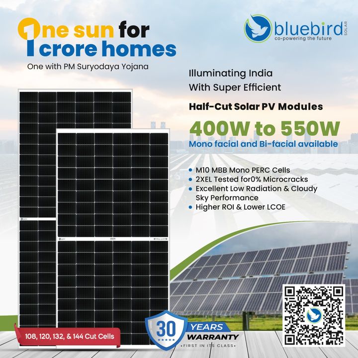 BluebirdSolarIN's tweet photo. #BluebirdSolar is lighting up #India with its supper efficient #HalfCut #SolarModules. โ๏ธ For the Best Deals, Enquire Now ๐ https://t.co/LrvvL8cewb
#SolarEnergy #RenewableEnergy #Rooftop #solar #manufacturer #gosolar https://t.co/nf4idEUKAe