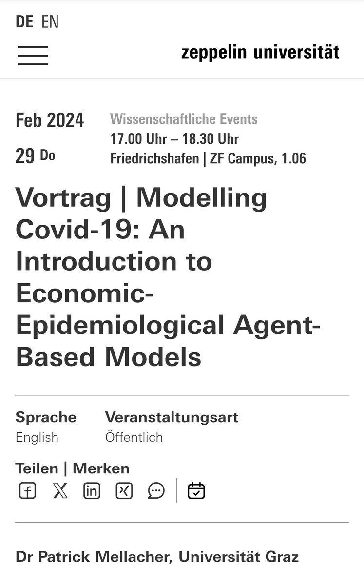 Looking forward to talking about my work on epi-econ ABMs at ZU Friedrichshafen today