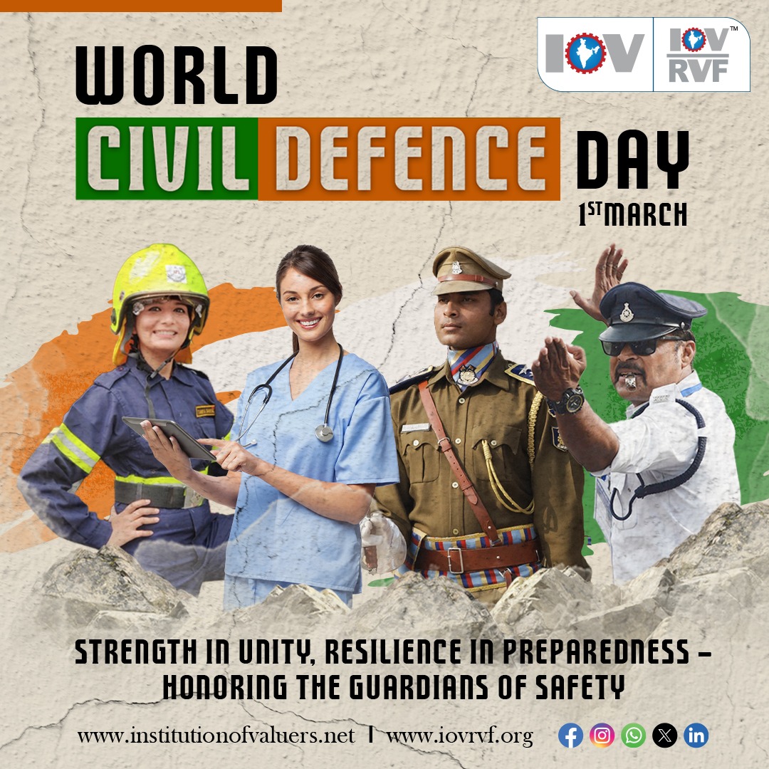 Let's celebrate this Civil Defence Day, by honoring those who fortify resilience and protect communities worldwide.

#WorldCivilDefenseDay #CivilDefenseDay #CivilDefense #Civil #defense #InternationalDay #CelebrationDay #informative #March #IOV #IOVRVF #india