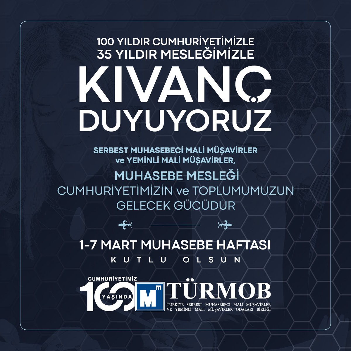 turmob's tweet photo. 100 yıldır Cumhuriyetimizle, 35 yıldır mesleğimizle KIVANÇ duyuyoruz. MUHABESEBE MESLEĞİ Cumhuriyetimizin ve toplumumuzun GELECEK GÜCÜDÜR.

1-7 Mart Muhasebe Haftamız Kutlu Olsun!...👉https://t.co/KkBuUnjUOD

#türmob #MuhasebeHaftası https://t.co/0t4tXV6GKO
