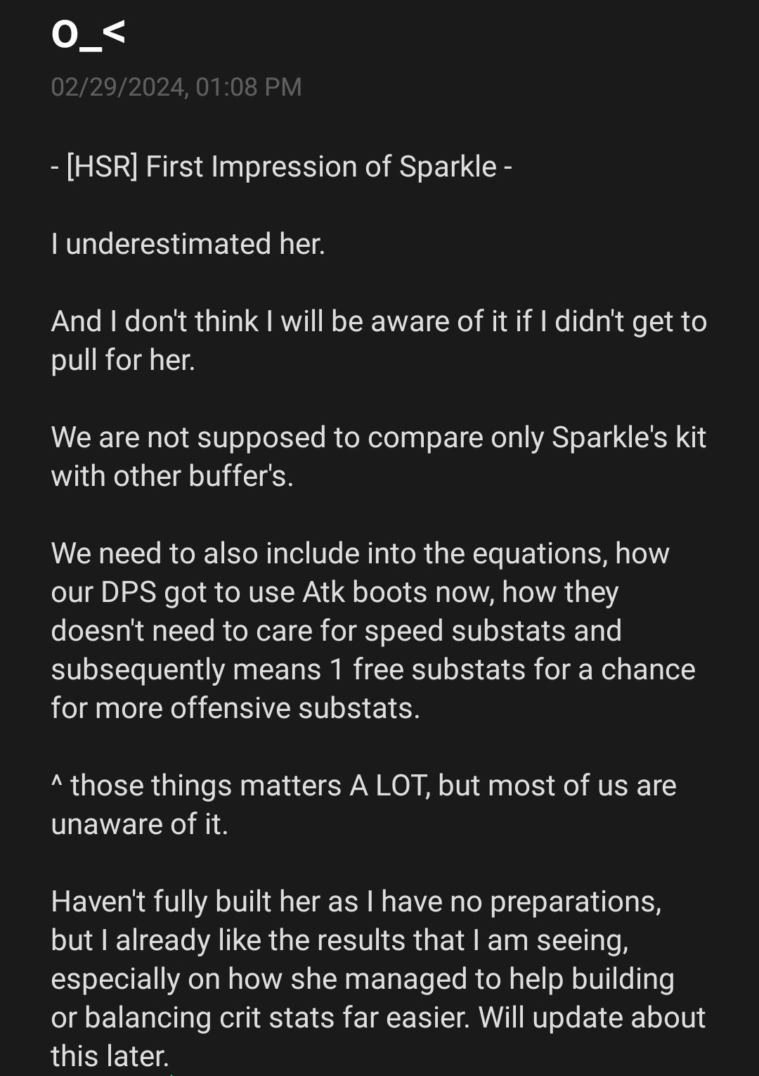 Rajor on X: &ldquo;Sparkle&rsquo;s First Impression I don&rsquo;t want people to 