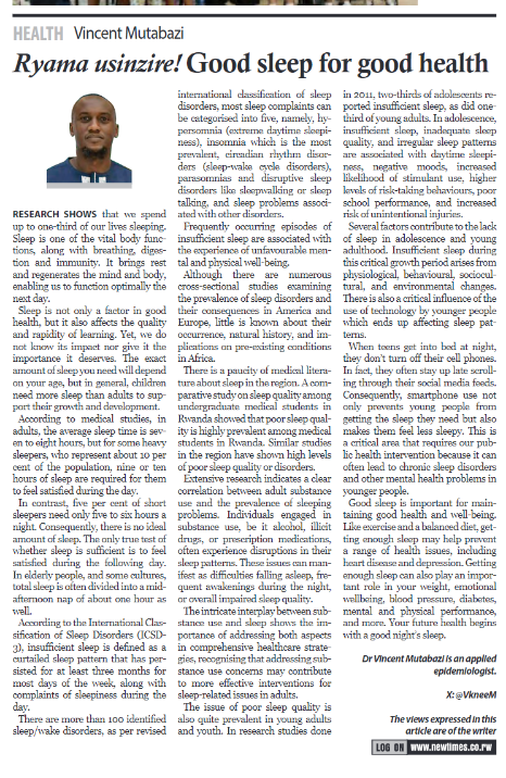 Good sleep is important for maintaining good health and well-being. Getting enough sleep can also play an important role in your weight, emotional wellbeing, blood pressure, diabetes, mental and physical performance, and more. Your future health begins with a good night's sleep