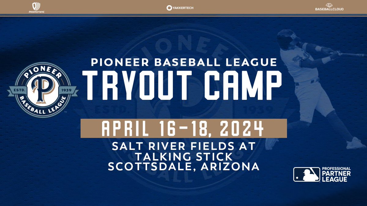 ‼️We're about six weeks away from our Arizona Tryout Camp! Registration will remain open until April 1, don't hesitate to secure your spot! pioneerleague.prestosports.com/tryouts/2024/i…