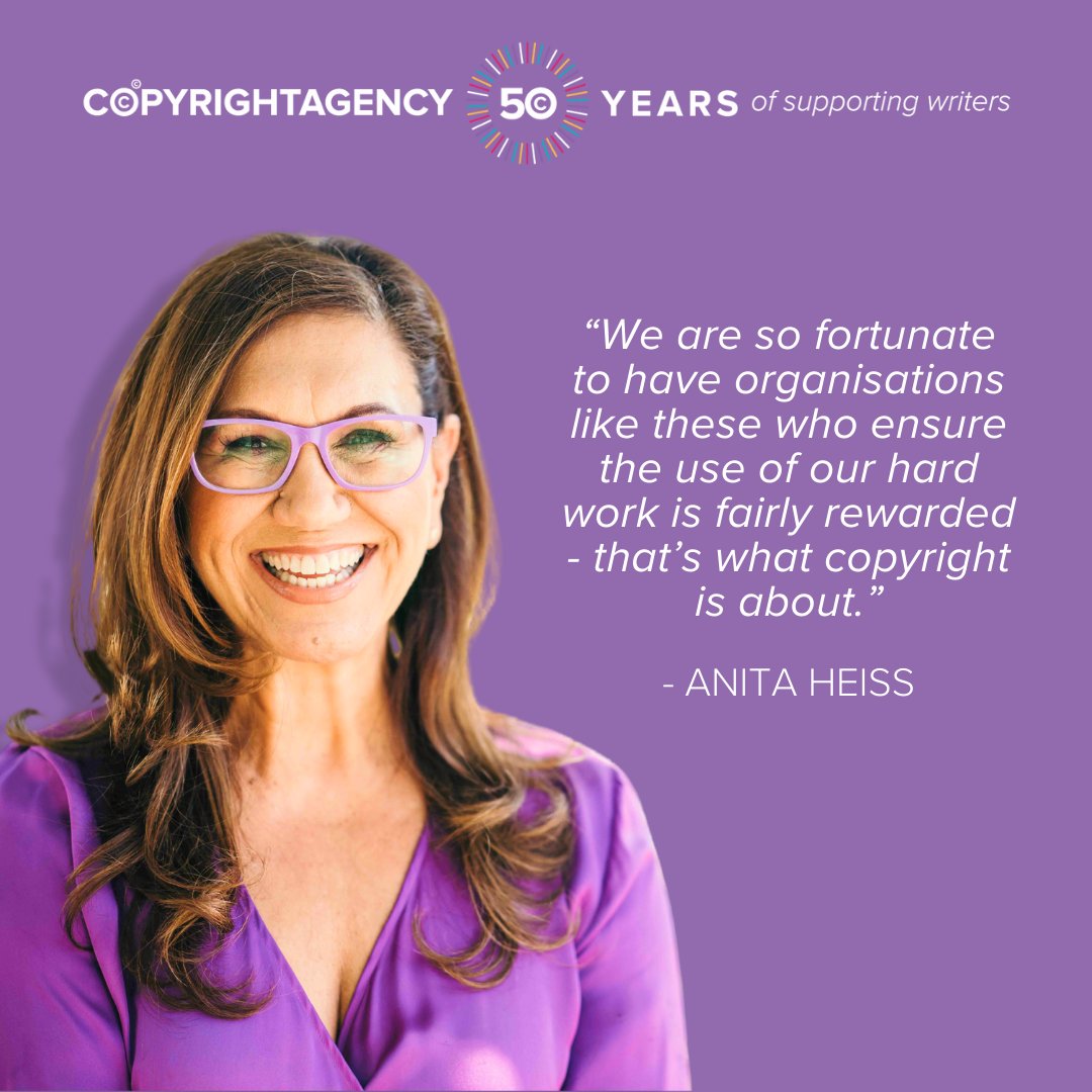 CopyrightAgency's tweet photo. For our 50th Anniversary, author @AnitaHeiss shares that what she values most about Copyright Agency: "always advocating for the rights of Australian creators."
Credit: photograph by Morgan Roberts
#copyrightagency #50for50 #50yearsofsupportingcreators #supportingwriters https://t.co/AEzRLYAj7F