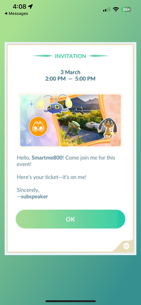 smartme800's tweet photo. Thanks @subspeaker for the event ticket, I wish you all the shiny bronzor luck this season 🤭 https://t.co/ocoiBM1sr7