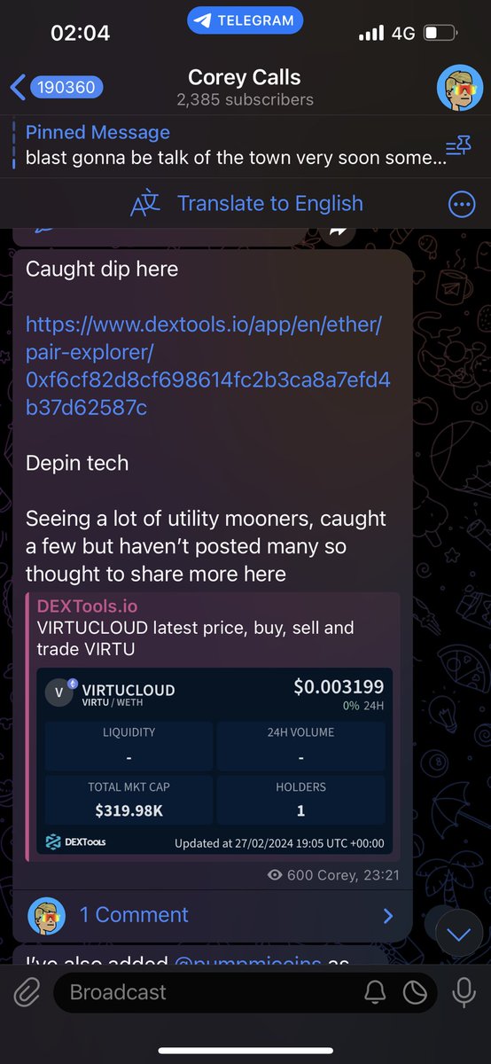 Corey_Ape's tweet photo. Caught this early in my channel https://t.co/oUURZFpwRq

You can’t fade utility especially depin 

@VirtuCloud currently 5 mil now looking forward to see how this performs in the bullrun https://t.co/5OQ14XTM6n