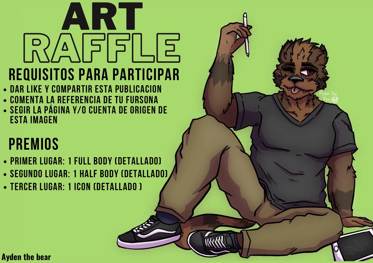 Ayden_Wilder's tweet photo. ⚠️ART RAFFLE⚠️
Esta es una rifa multi plataforma (Twitter, Facebook y telegram)
Para participar:

Compartir esta publicación (original) y reaccionarla uwu

Dejar la referencia de su fursona en comentarios uwu https://t.co/kZV9yq0iym