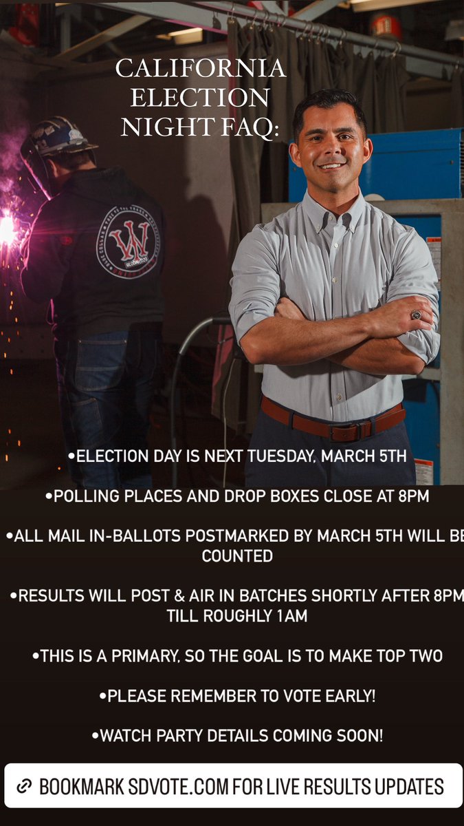 🇺🇸With your help, Tuesday we’ll bring home a WIN FOR WORKERS!

⏰Please remember to #VOTEEARLY

Visit SDvote.com for more info &amp; live election night results.

📣🦅RochaForAssembly.com
