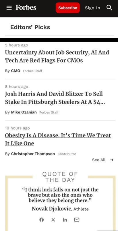 Very happy to be a @Forbes contributor focusing on health, weight management, and wellness. Here is a link to my first article. They were very kind to make it an editors' pick! forbes.com/sites/christop…