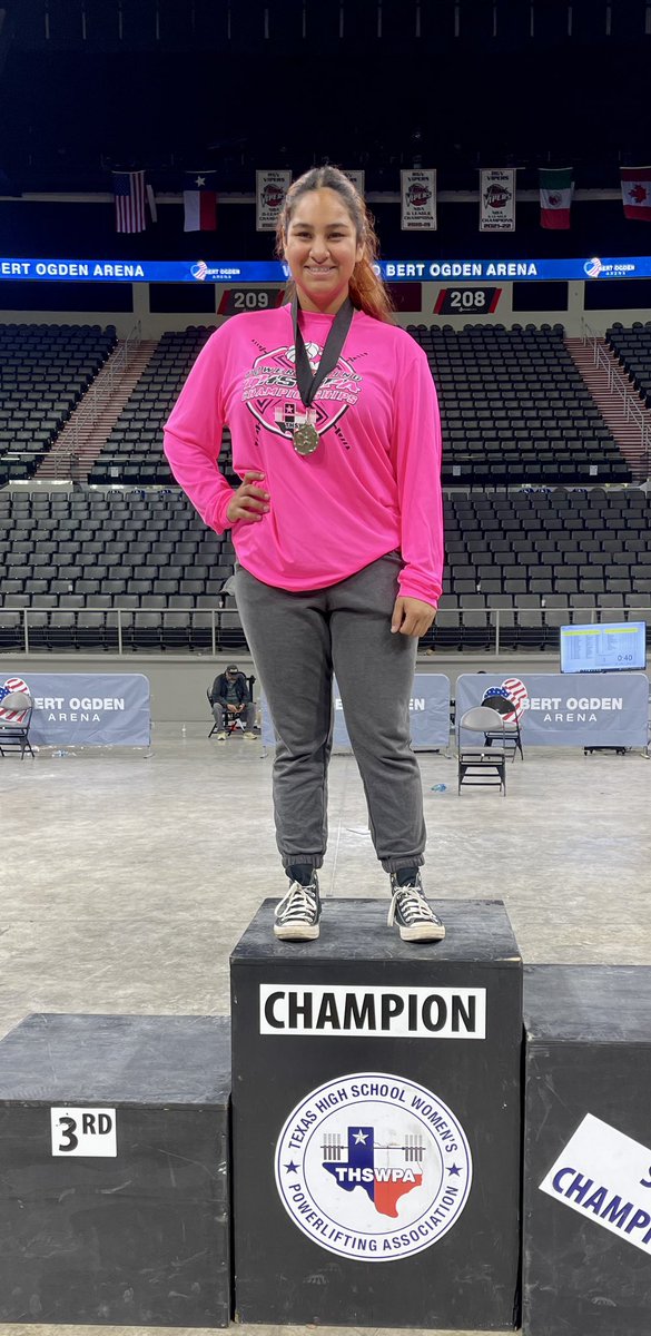 CHSToroSoftball's tweet photo. Congrats to one of our very own, Cristina Perales - Texas High School Women’s Powerlifting Association Regional Champ in the 181 lbs
Meet was held in Edinburg Tx
Cristina qualifies for the  THSWPA State Meet to be held in Frisco, Tx
@LISD_Athletics @CigarroaHSlisd  @thswpa https://t.co/9k1XwTl5op