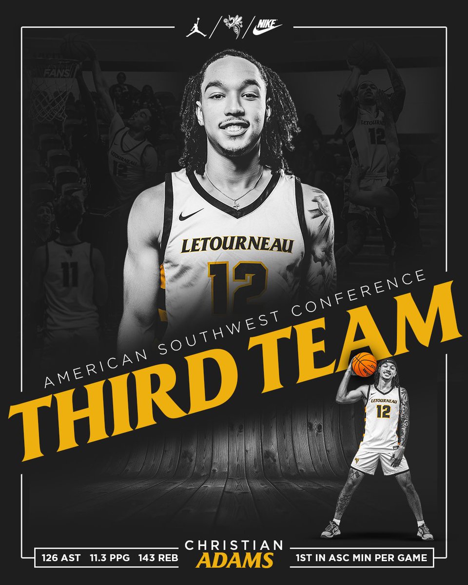 ALL-CONFERENCE AWARDS | 2024

What a way to cap off a career! Third Team All-Conference Awards for Christian Adams.

Dishing out 126 assists (30th - D3) & playing the most minutes per game in the ASC (36.4) Christian really did it all!

#d3hoops #LeTourneauBuilt #LETUBrotherhood