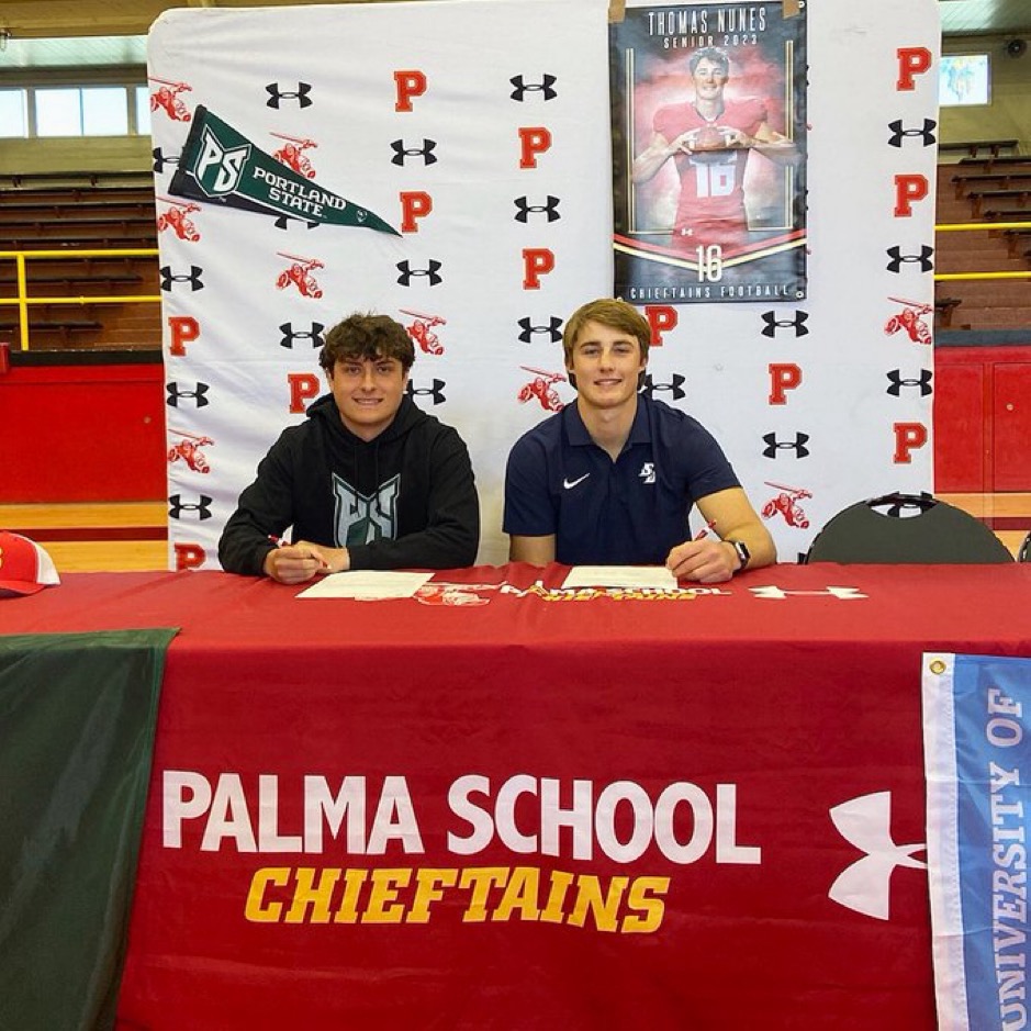 Drew Molinari is headed to Portland State from State champion Palma, while Thomas Nunes will play football next year at the University of San Diego