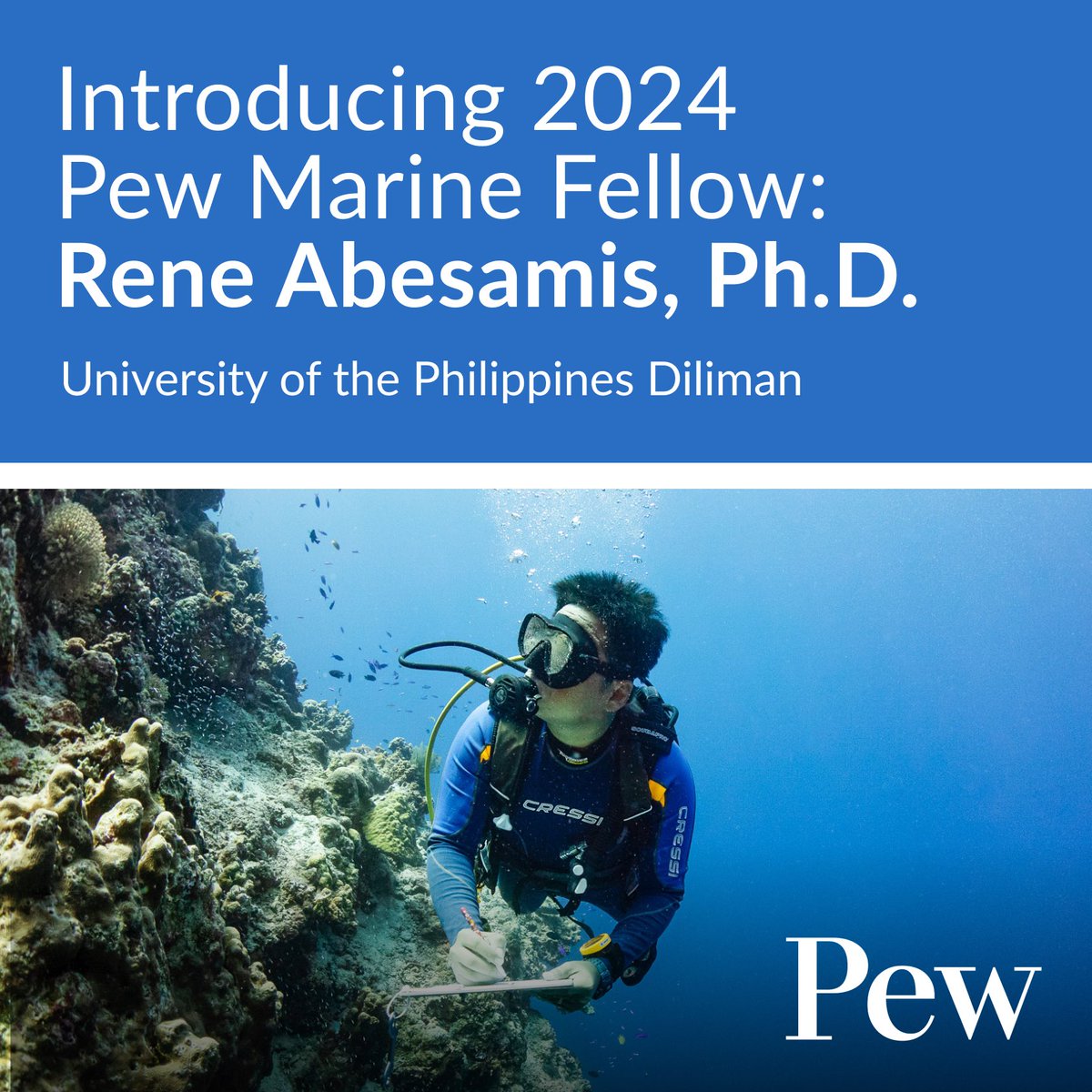 Congratulations to our very own Dr. Rene Abesamis for being named a @PewEnvironment 2024 marine fellow!

Read the press release here: msi.upd.edu.ph/up-msis-rene-a…

#PewMarineFellow