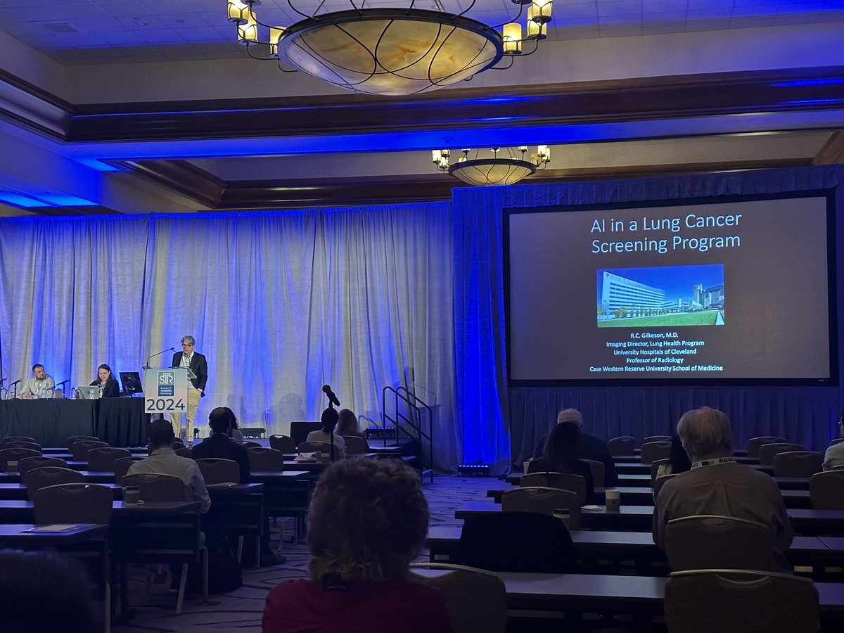 UHChestCardiac's tweet photo. Our very own, Dr. Robert C. Gilkeson, presenting a lecture on AI in a Lung Cancer Screening Program at #STR2024 #uhradiology https://t.co/okgFaXdWoV