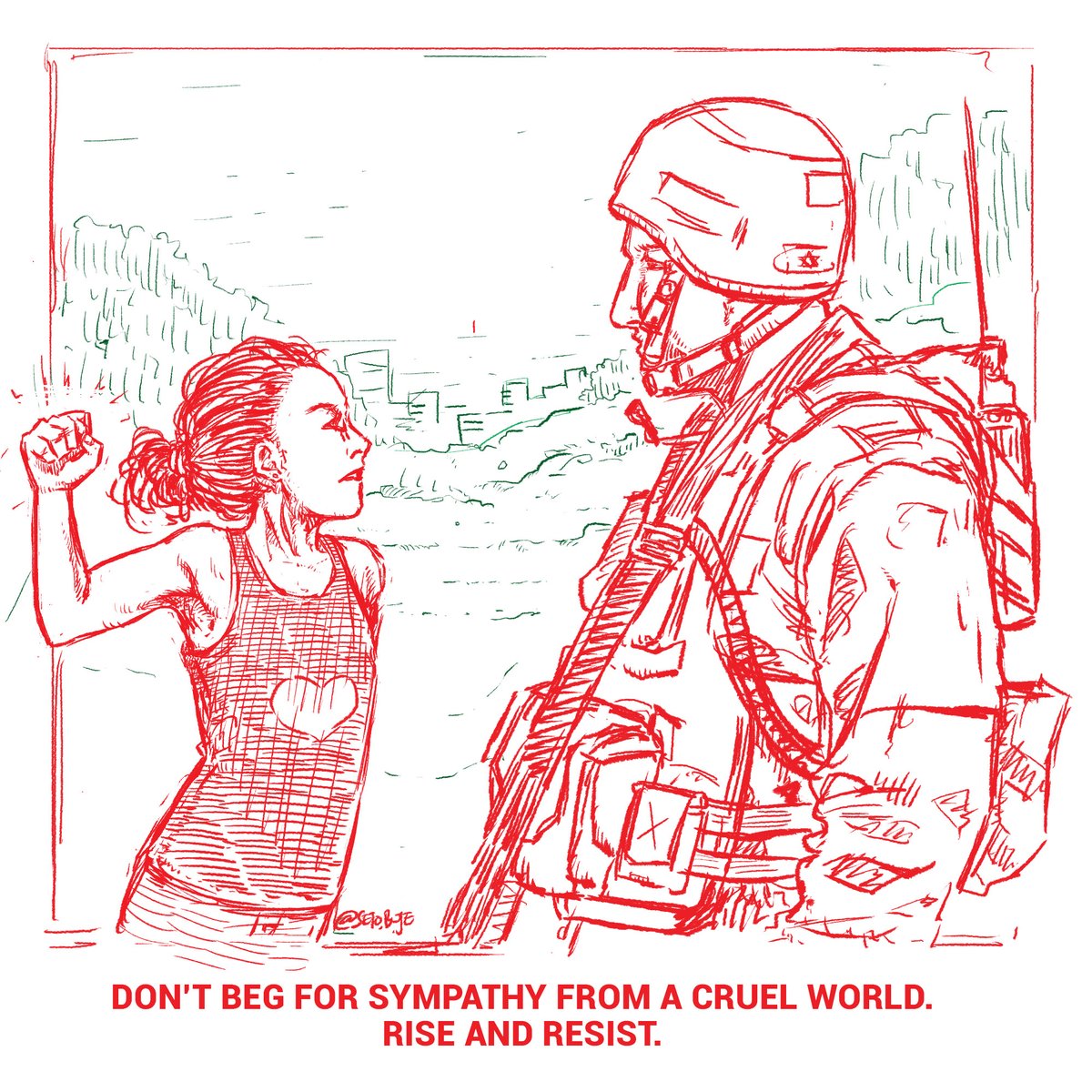 setobuje's tweet photo. Menggambar adegan Ahed Tamimi x tentara IDF saat aksi unjuk rasa di Desa Nabi Saleh tahun 2012. 
------
* Referensi foto dari  https://t.co/1zEpSMSFJ8
* Copy dari Pinterest. https://t.co/6HTR0cQDTe