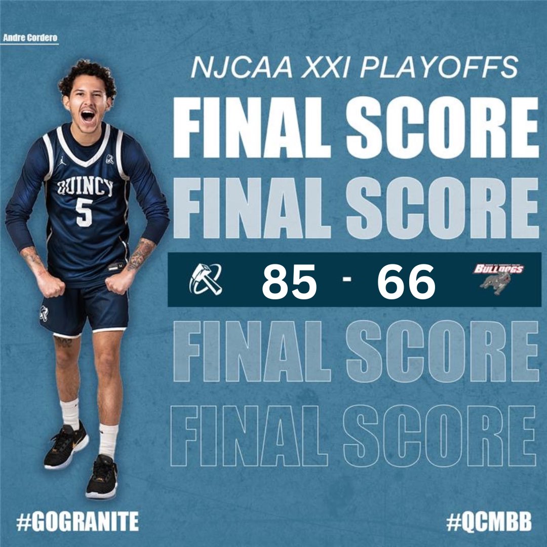 Kenny Nguyen (@coachk_nguyen) on Twitter photo <a href="/QCMBB/">Quincy College Basketball</a> w/ a playoff win over <a href="/BHCCAthletics/">BHCC Athletics</a>
<a href="/Smakanjuola59/">shedrach makanjuola</a> 22pts/10reb/2ast
<a href="/jamisonx34/">Amari Jamison</a> 20pts/2reb/2ast
<a href="/MalachiBryant6/">Malachi Bryant</a> 18pts/4reb/6ast
<a href="/amari_howell0/">Amari Howell</a> 15pts/3reb/6ast
<a href="/Eldon173/">Eldon Terry</a> 4pts/15reb/8ast/5blk
Next round of the playoffs will be Saturday. Host site will be Northern Essex <a href="/QCMBB/">Quincy College Basketball</a> w/ a playoff win over <a href="/BHCCAthletics/">BHCC Athletics</a>
<a href="/Smakanjuola59/">shedrach makanjuola</a> 22pts/10reb/2ast
<a href="/jamisonx34/">Amari Jamison</a> 20pts/2reb/2ast
<a href="/MalachiBryant6/">Malachi Bryant</a> 18pts/4reb/6ast
<a href="/amari_howell0/">Amari Howell</a> 15pts/3reb/6ast
<a href="/Eldon173/">Eldon Terry</a> 4pts/15reb/8ast/5blk
Next round of the playoffs will be Saturday. Host site will be Northern Essex