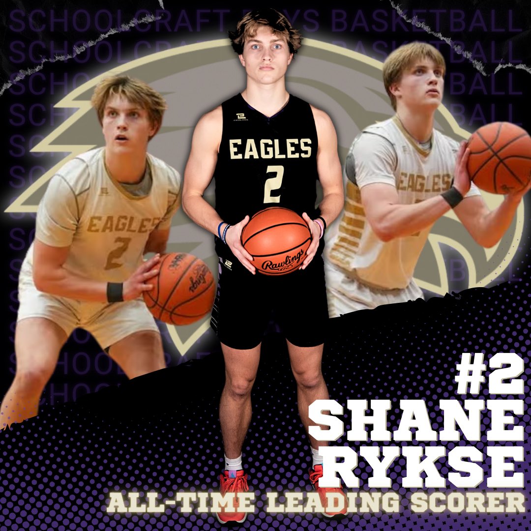 🚨 BROKEN RECORD 🚨 Congratulations to @RykseShane who broke the Schoolcraft All-Time Scoring Record tonight, eclipsing the 1,769 point record that was held by Luke Ryskamp. His long distance 3-pt in the 1st Qtr gave him the 17 points he needed to achieve it.