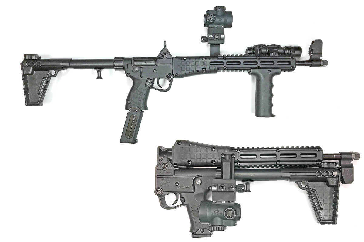 Which is better? I'm really intrigued with these folding carbines. One on the left S&W FPC. One on the right Kel-Tec Sub2000 Gen3. The FPC uses M&P mags. The Kel-Tec uses Glock mags. You'll pay around 600 for the FPC. In the neighborhood of 450 for the KelTec.