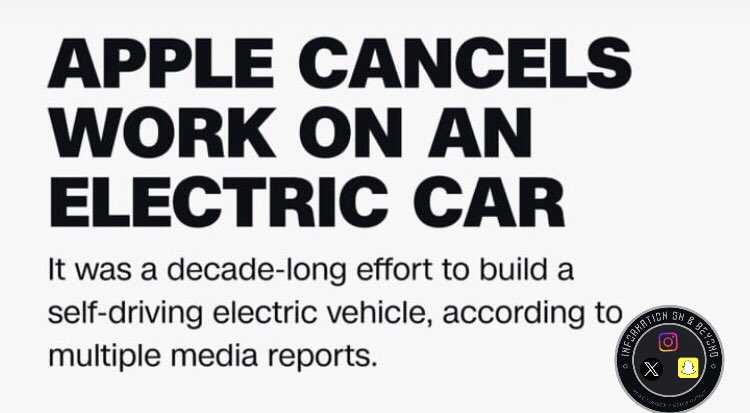KFrymps's tweet photo. The news comes as electric vehicle sales have disappointed, prompting several major carmakers to pull back on investments and slash prices. AI, on the other hand, is having a moment and Apple’s reported shift in resources could help it close the gap  #Apple #ElectricCar https://t.co/WvHOzgfDtk