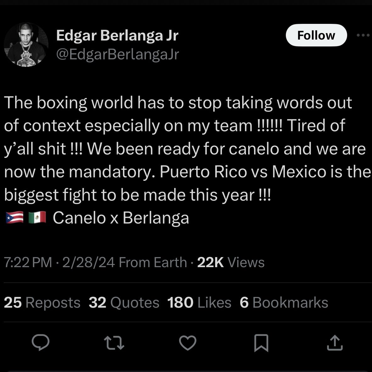 Edgar said y’all better stop the cap 🧢 and that he’s ready for Canelo #PayDay ‼️ #CaneloBerlanga