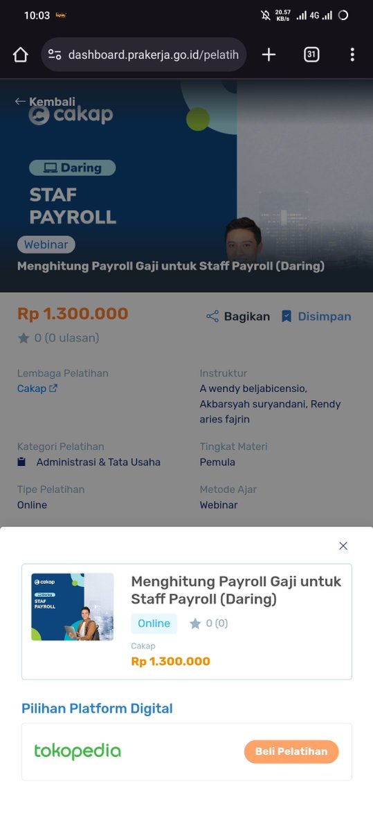 geonhook's tweet photo. @TokopediaCare mint aku maw beli pelatihan prakerja. Di web prakerja udah available, tapi di tokped ko belom ya? 🤔 https://t.co/X9rziXWwPl