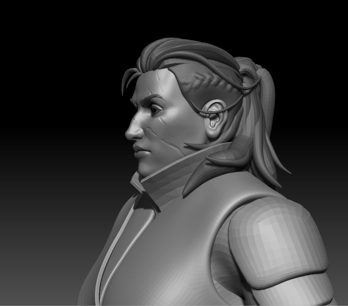 jesshopkins's tweet photo. I blocked in most of the clothes today and started on the hair, super happy with how her face is looking so far! https://t.co/xJubzSZFsG