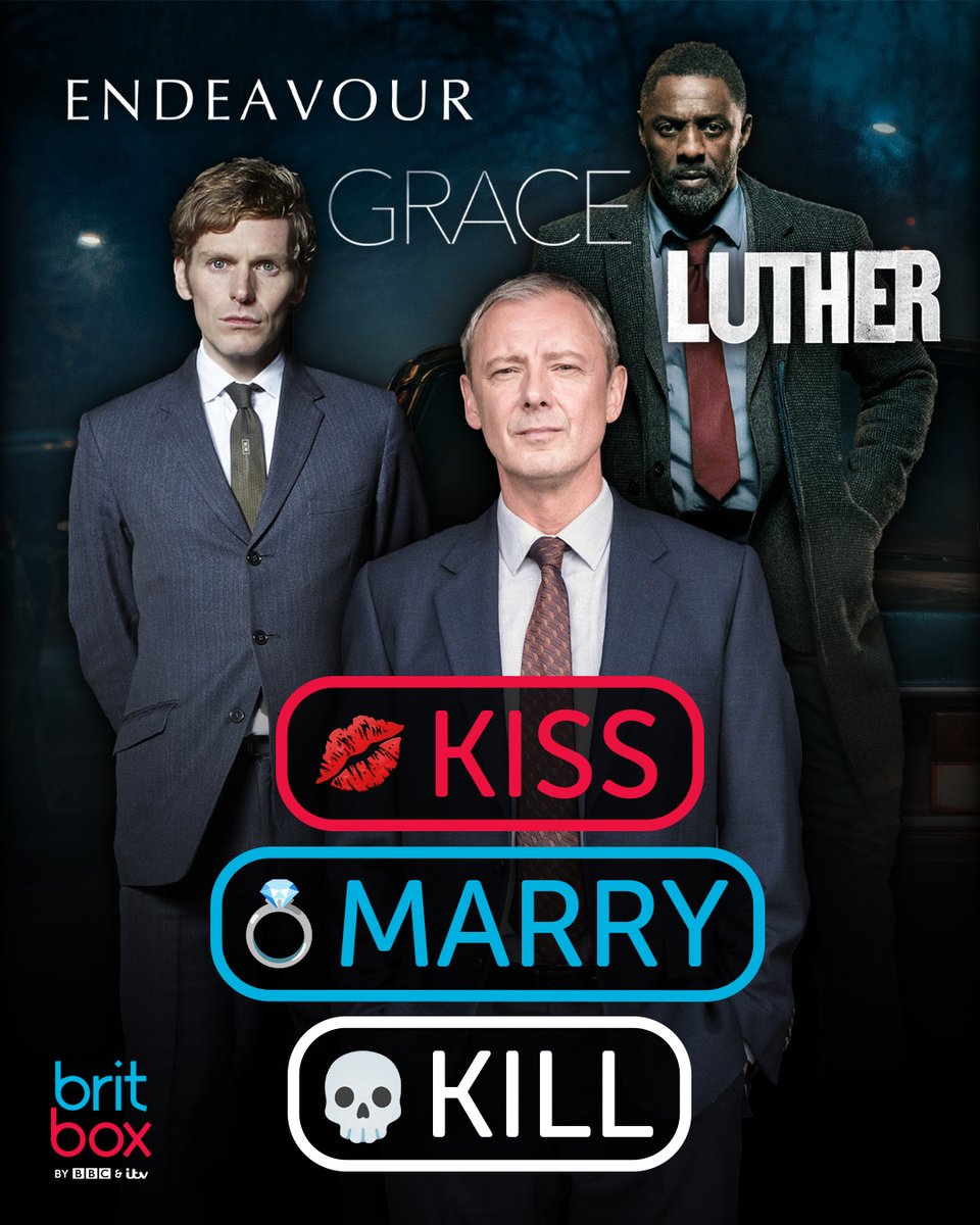 BritBox_AUS's tweet photo. It's time to find out who you will kiss, marry and kill... #BritBoxAus #Luther #Endeavour #Grace https://t.co/aQ8fTucQSe