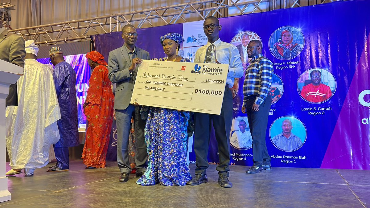 Did we forget to tell you that Muhammed Mustapha Jagne, the first ever Gambian National Teacher of the Year also earned the $D100,000 prize? Thanks @namiefoundation! #TGTP2024